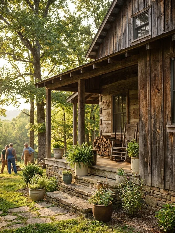 Log cabin stay at Hatfield's Hideout